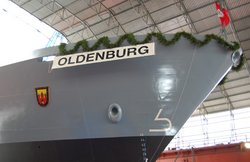 Schriftzug "Oldenburg" auf der Korvette Oldenburg. Foto: Stadt Oldenburg